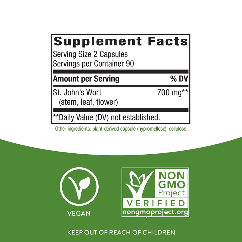 [Australia] - Nature's Way Premium St. John’s Wort Herb, Promotes A Positive Outlook*, 700 mg per serving, 180 Vegan Capsules 