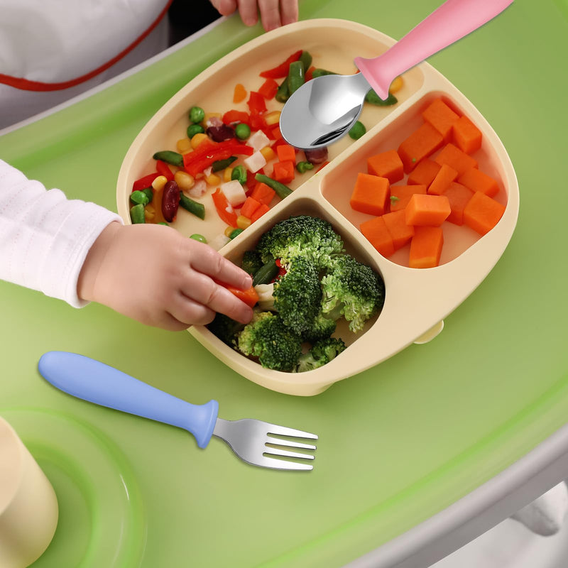 [Australia] - Pimoys 6 Pieces Toddler Utensils Forks and Spoons,Kids Silverware Set with Plastic Handle Stainless Steel Toddler Silverware,Dishwasher Safe blue/green/pink 