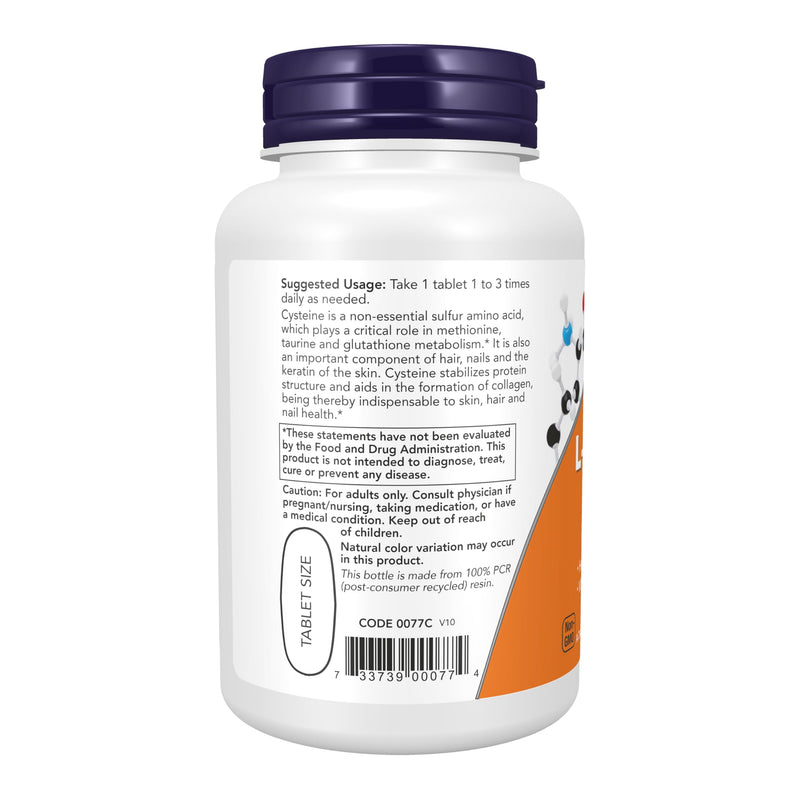 NOW Foods Supplements, L-Cysteine 500 mg with Vitamins B-6 and C, Structural Support*, 100 Tablets 100 Count (Pack of 1)
