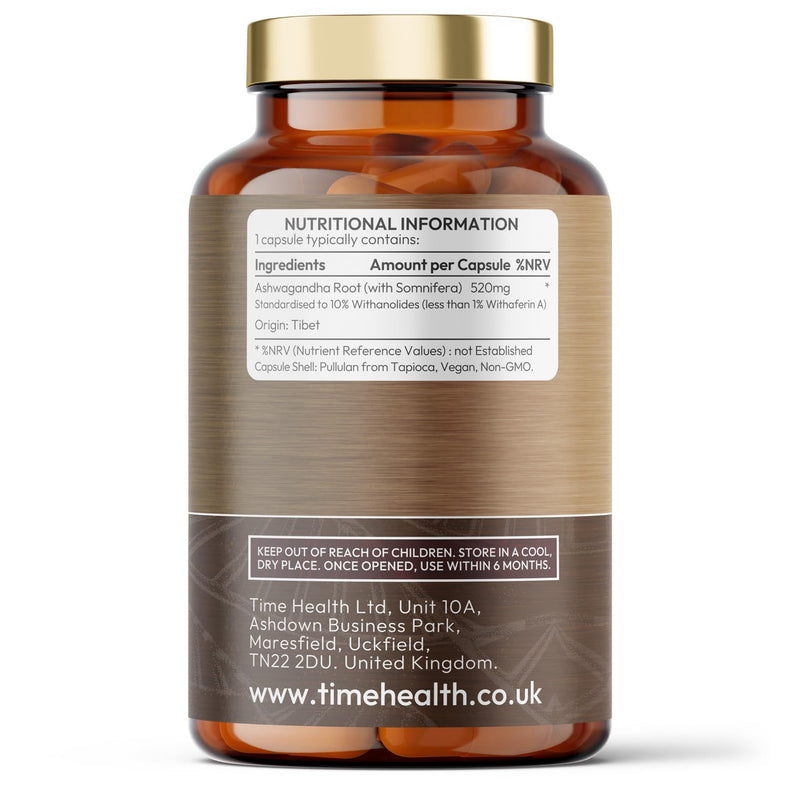 Ashwagandha - 10% Withanolides - Maximum Strength - Maximum Benefits - UK Manufactured - Zero Additives - Pullulan (120 Capsules) 120 count (Pack of 1)