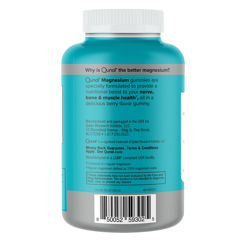 [Australia] - Qunol Magnesium Gummies for Adults, 200mg Magnesium Citrate Gummies, High Absorption Magnesium Supplement, Supports Nerve Health, Bone Health, Muscle Health, Vegetarian, 120 Count Berry 120 Count (Pack of 1) 