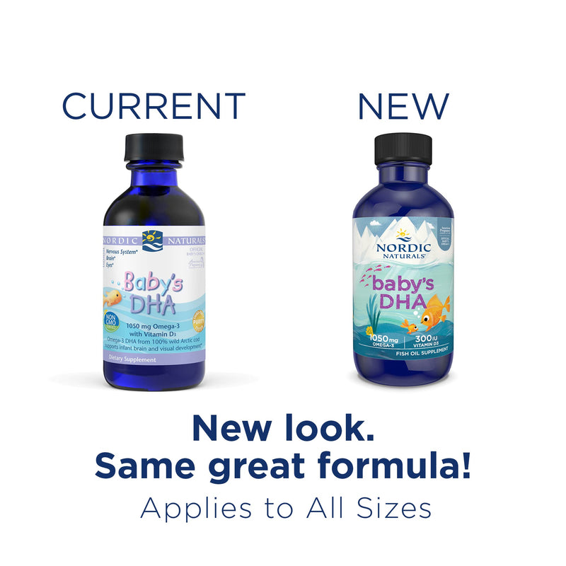 [Australia] - Nordic Naturals Baby’s DHA, Unflavored - 2 oz - 1050 mg Omega-3 + 300 IU Vitamin D3 - Supports Brain, Vision & Nervous System Development in Babies - Non-GMO - Servings May Vary 2 Fl Oz (Pack of 1) 