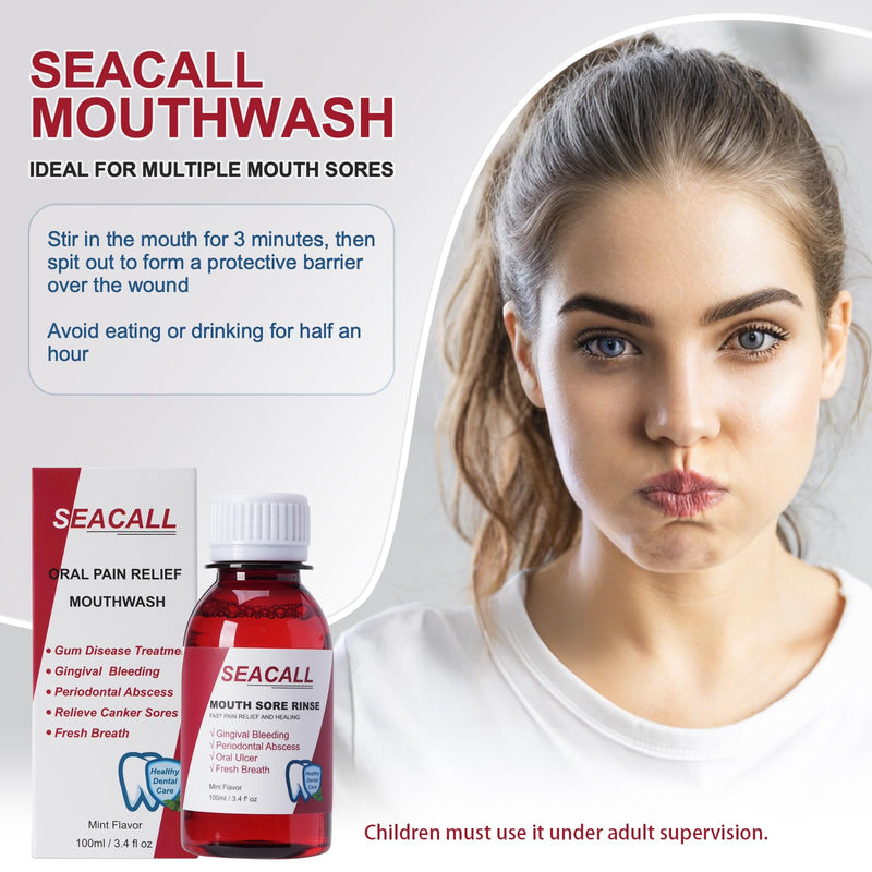 [Australia] - Oral Rinse Mouthwash - Mouth Rinse Help Canker Sores & Gingival Bleeding Treatment - Fresh Mild Mint (100ml/3.4 Fl oz) 