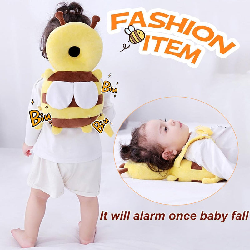 [Australia] - Baby Head Protector Backpack, Toddler Baby Head Protection Backpack with Baby Knee Pads Alarm Function for Walking & Crawling, Soft, Breathable and Wearing Safety Baby Head Protector - Yellow Bee 
