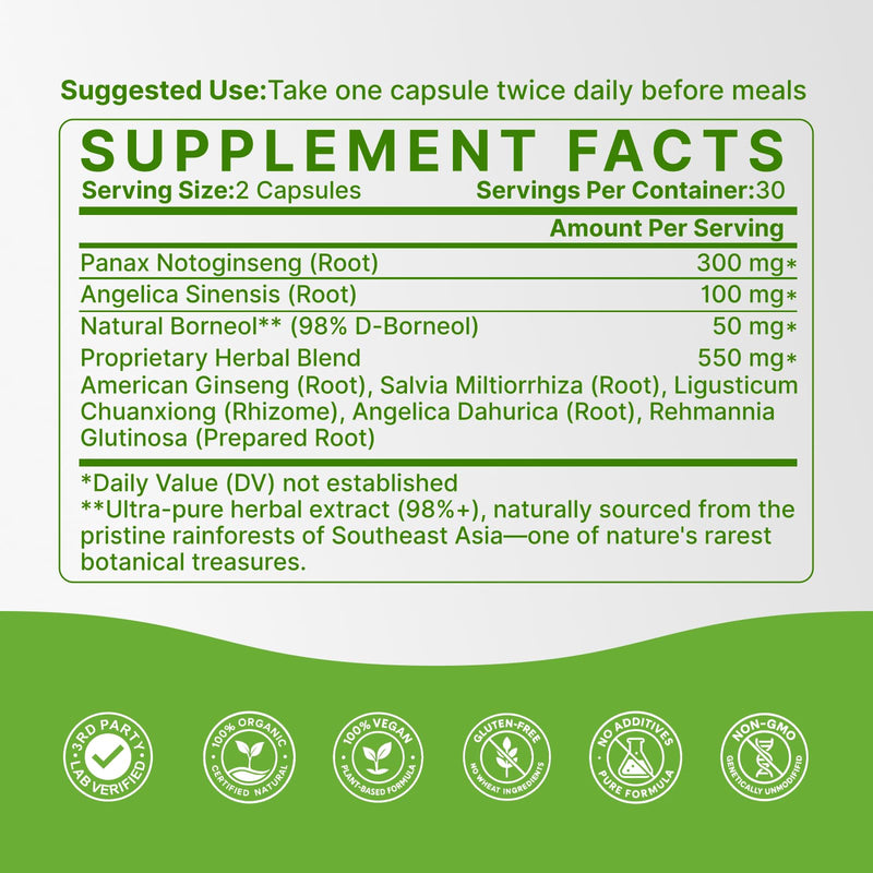 [Australia] - Women‚Äôs Cycle Ease ‚Äì PMS and Menstrual Support Inspired by Chinese Herbal Wisdom for Hormonal Balance & Monthly Cycle Comfort ‚Äì with Dong Quai & Notoginseng ‚Äì Made in USA ‚Äì 60 Vegan Capsules 