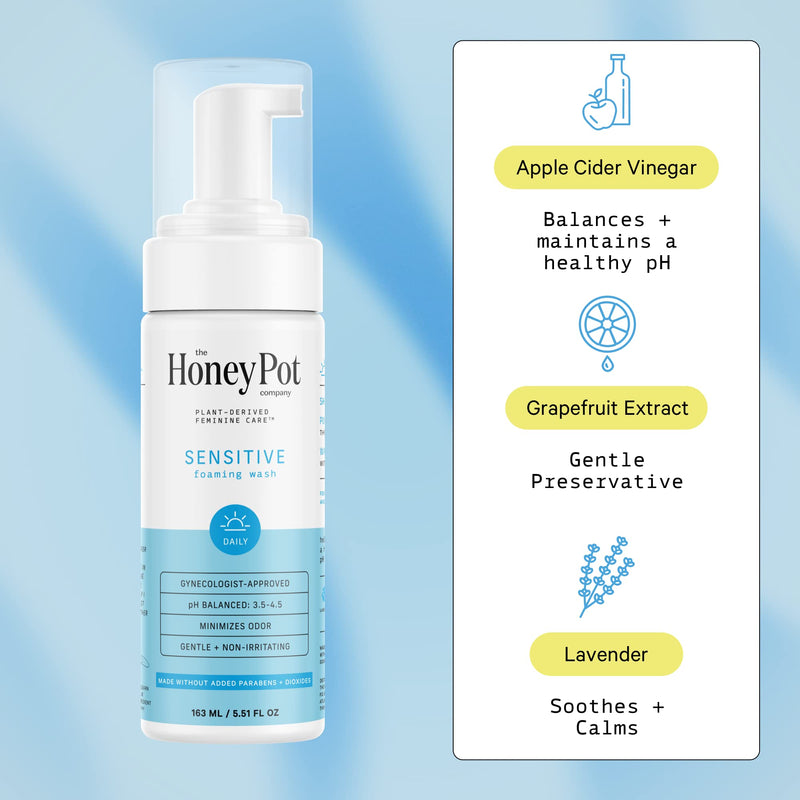 [Australia] - The Honey Pot Company - Sensitive Feminine Wash - Herbal Infused Natural Hygiene Wash for Sensitive Skin Types - PH Balanced Plant Based Feminine Products - 5.51 Fluid Oz. 5.51 Fl Oz (Pack of 1) 