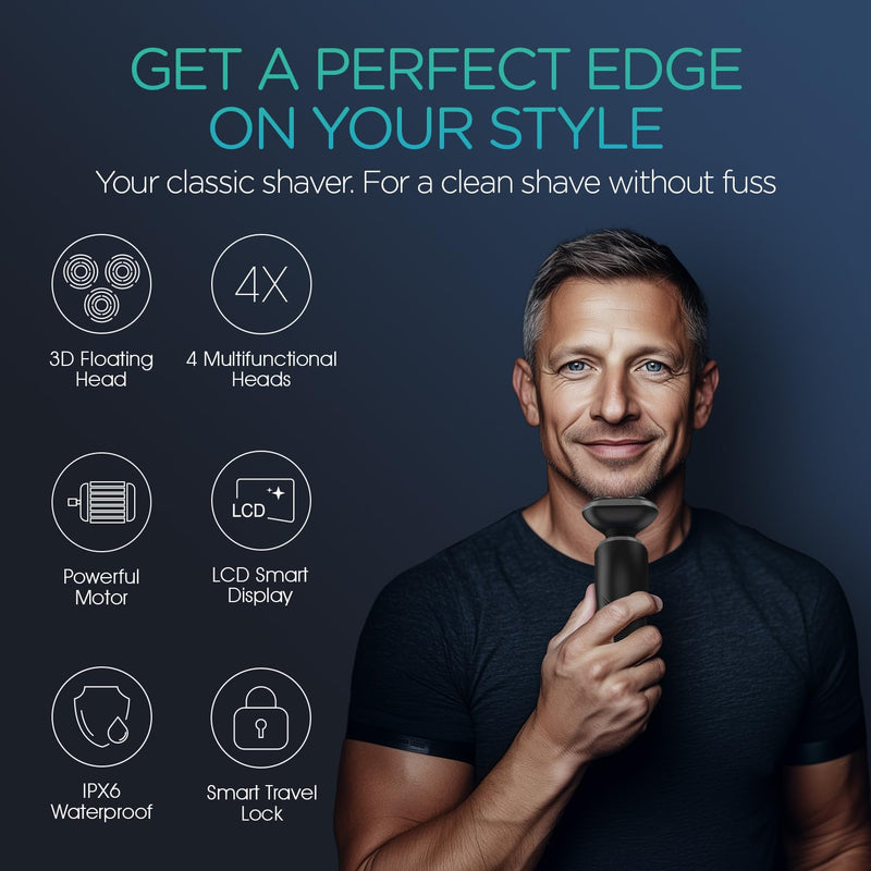 [Australia] - VOYOR Electric Razor for Men Cordless Shavers for Shaving with face sideburn Nose Ear Hair Rechargeable Wet Dry Waterproof TX410 New (New Version-Grey) New Version-Grey 