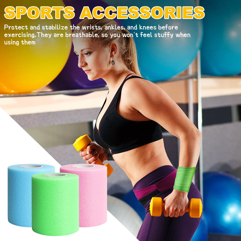 [Australia] - Prewrap Athletic Tape,6 Roll Pre wrap Headbands for Hair Soccer,Foam Underwrap Sports Wrap for Ankles Wrists Hands Knees Elbows 2.75 Inches X 12 Yards Mixed 