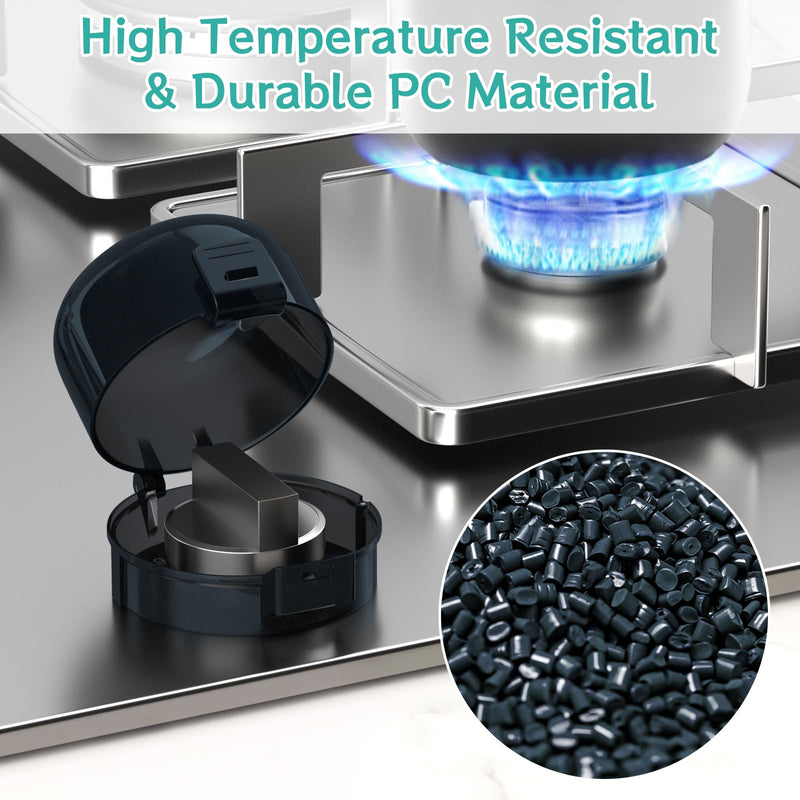 [Australia] - Stove Knob Covers for Child Safety,AOSITE 5 Pack Upgraded Gas Knob Covers for Kids Stove Guard with Strong Adhesive, Durable Design Childproof Oven Knob Locks for Babies and Pets,No Screws or Drill Black 