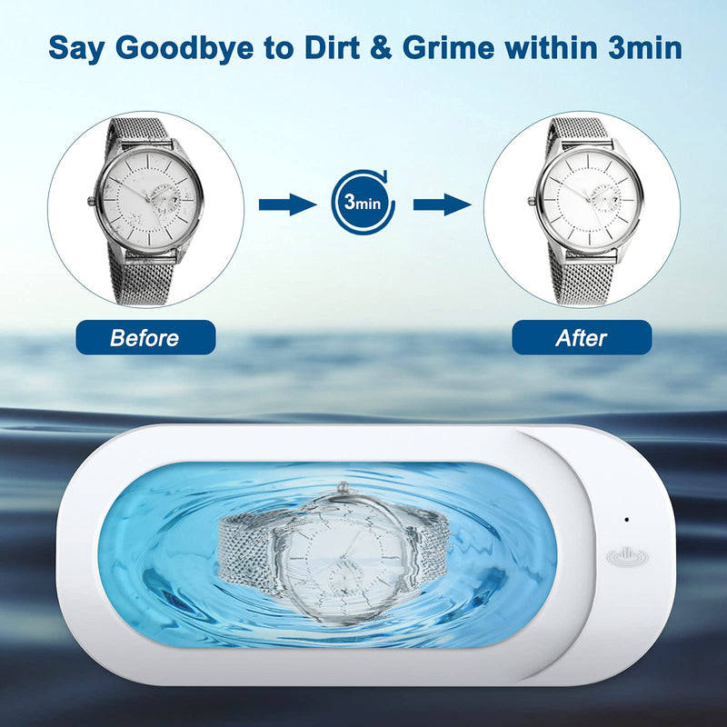[Australia] - Ultrasonic cleaning device glasses, ultrasonic cleaner 350 ml 46KHz, ultrasonic device ultrasonic cleaner for glasses, jewelry, watches, dental splint, dentures, contact lenses, glasses, jewelry aligner 