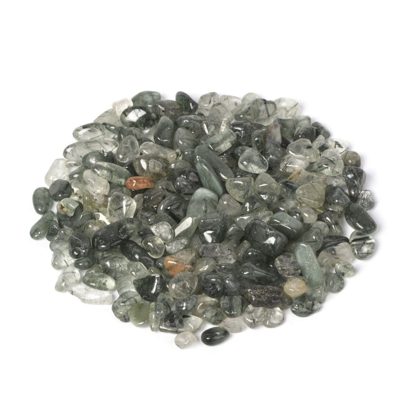 Justinstones Natural Green Rutilated Quartz Polished Chips Crushed Tumbled Stone Crystal Healing Embellishments 100 Grams