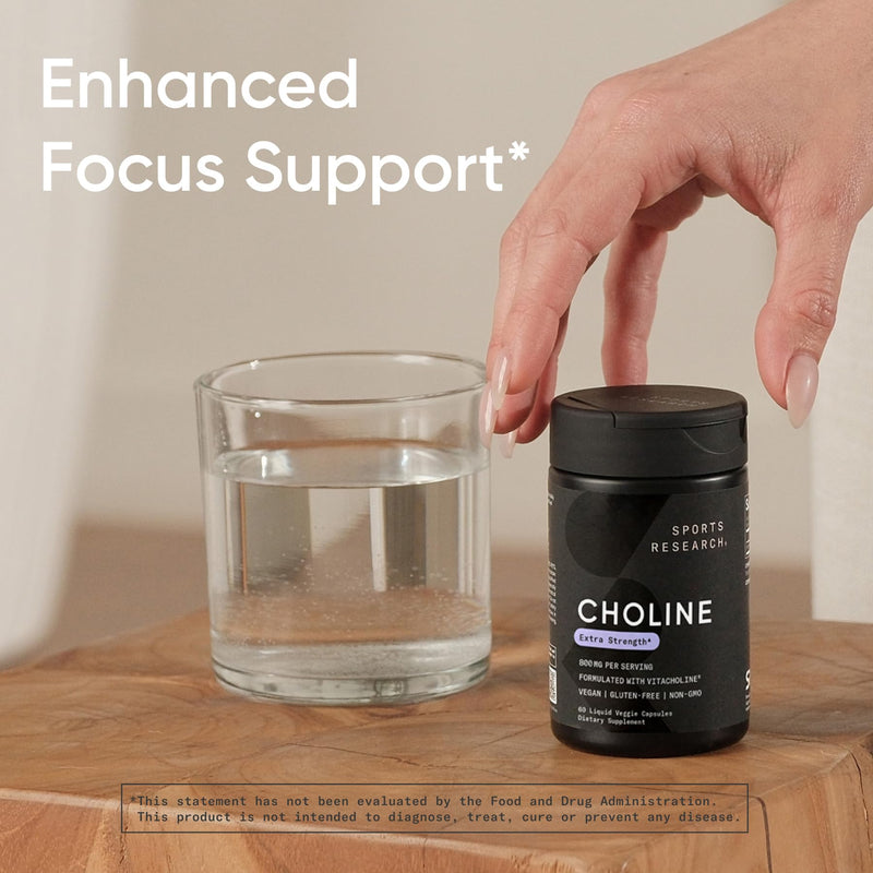 [Australia] - Sports Research¬Æ Extra Strength Choline 800 mg - Essential Nutrient Featuring VitaCholine¬Æ for Focus Support - Vegan Certified ¬∑ Non-GMO ¬∑ Gluten Free - 60 Liquid Capsules 