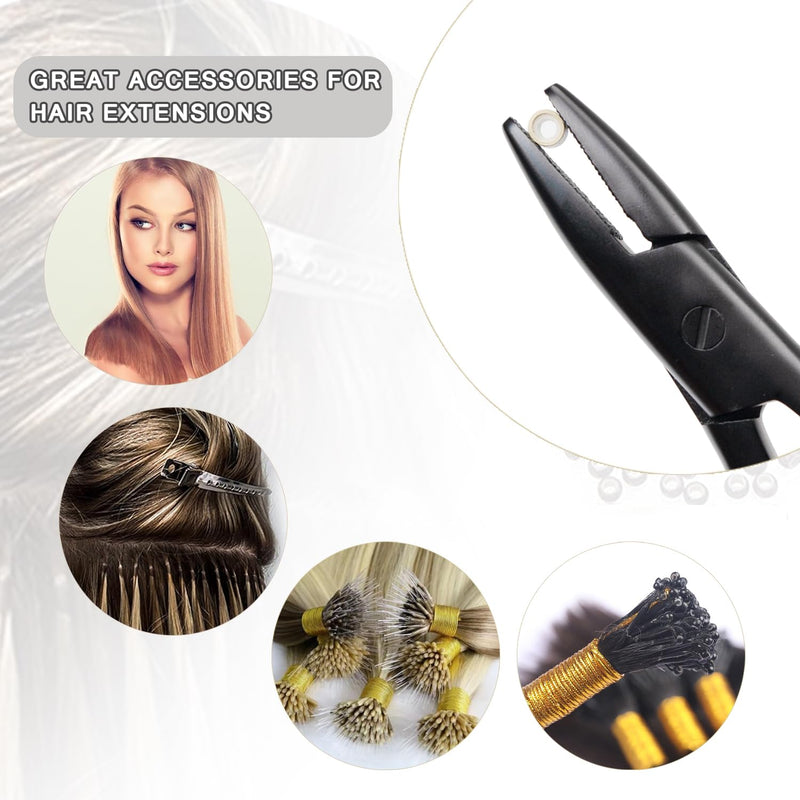 [Australia] - Black Stainless Steel Hair Extension Pliers for Micro Rings Beads Professional Hair Extension Opener and Removal Tool Black Thread Shape 