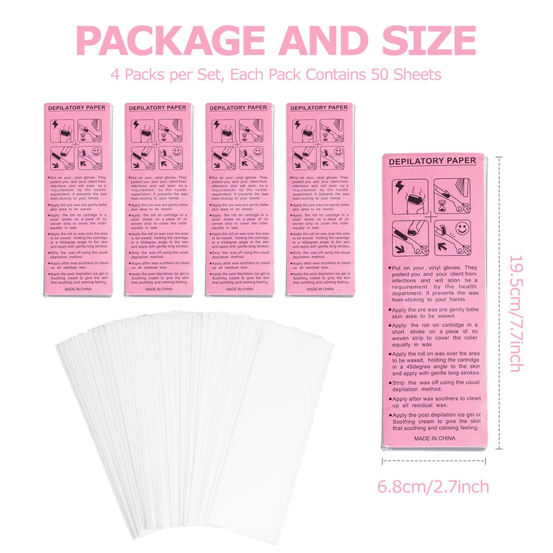 [Australia] - Fleece strips for warm wax and sugar paste, pack of 200, wax strips, hair removal, skin-friendly, tear-resistant waxing strips for any type of depilation on the legs, chest, back, intimate area and face 