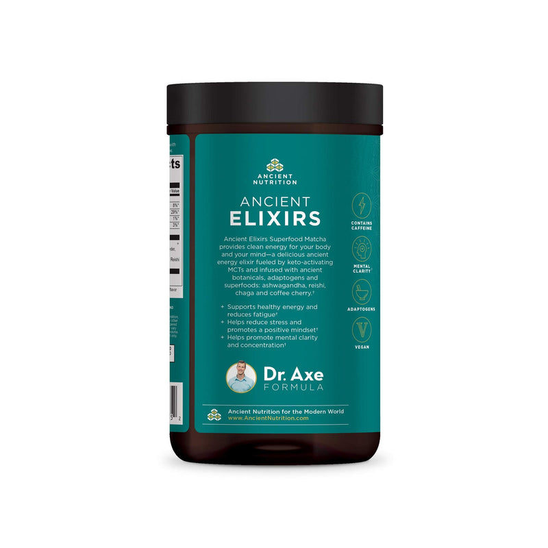 [Australia] - Ancient Nutrition Matcha Green Tea Powder with Ashwagandha, Ancient Elixirs Superfood Matcha Energy Powder, with MCTs, Promotes Healthy Energy Levels, Paleo and Keto Friendly, 20 Servings 