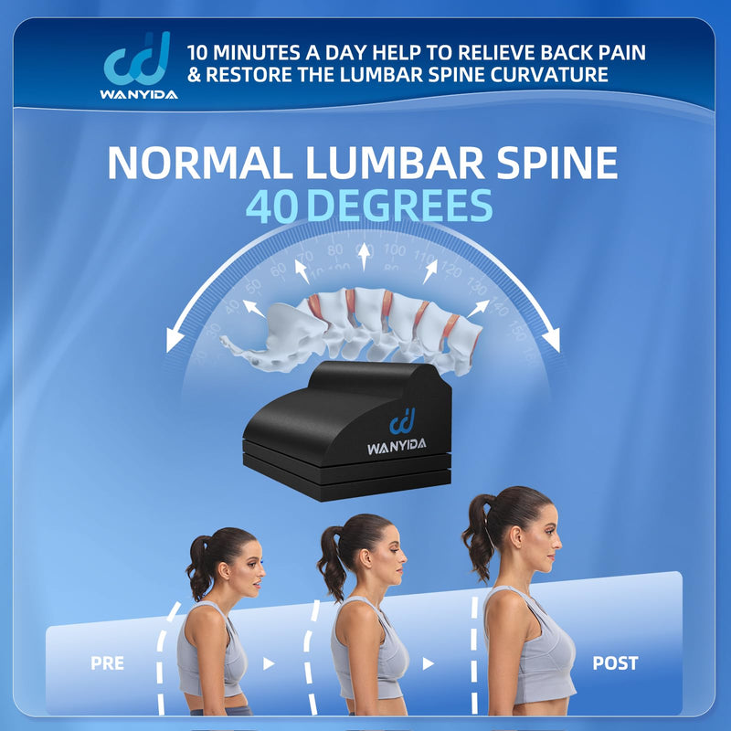[Australia] - WANYIDA Lumbar Orthotic Traction Roll Device, Lower Back Stretcher for Pain relief, Back Traction for Lumbar Decompression, 3 Height Adjustable Lumbar Stretcher, Chiropractic 