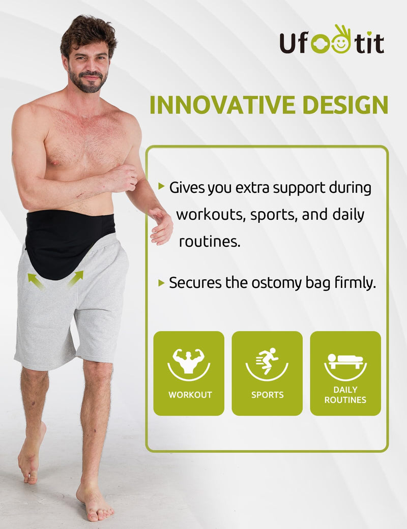[Australia] - Ostomy Bag Covers, Colostomy Bag Covers for Men and Women to Hold Ostomy Bags,Ostomy Belt for Daily Life and Sporting, Black(Large) Large 