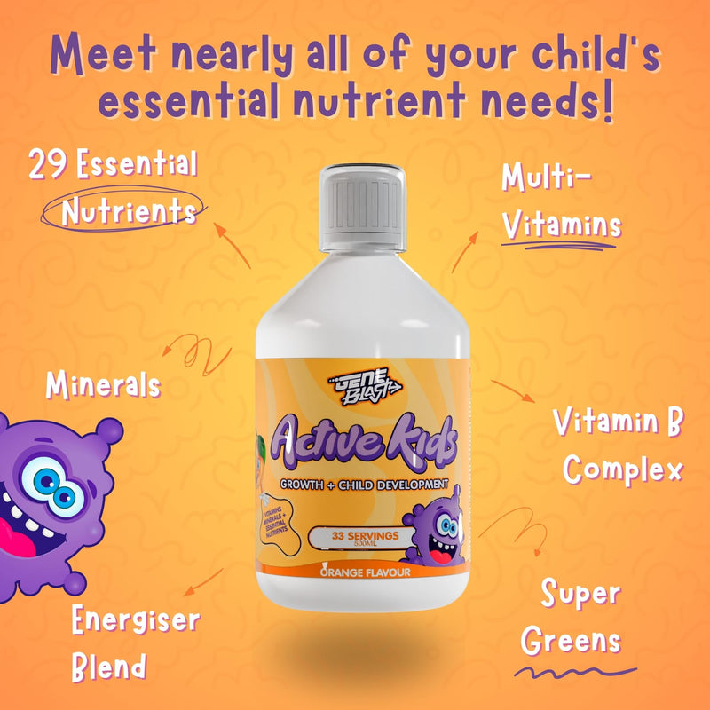 Active Kids Liquid Multivitamin | Kids Vitamins with Minerals & Super Greens | 29 Essential Nutrients for Daily Nutrition | 500ml
