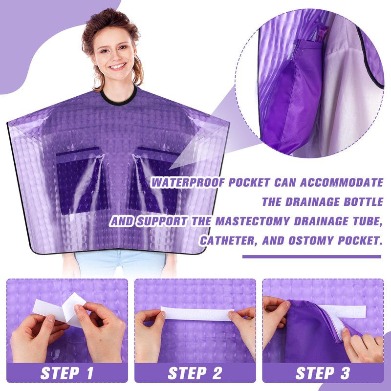 [Australia] - 2 Pcs Surgery Waterproof Shower Cape Bib Surgery Garment for Mastectomy Chest Surgery After Mastectomy Recovery Supplies Post Mastectomy Must Haves Shoulder Surgery Shower Cover 