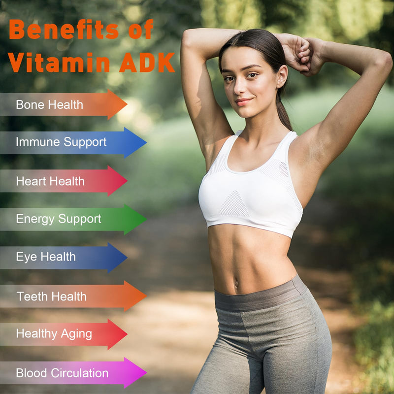 ADK Vitamin Supplement- Vitamin A, Vitamin D3 and Vitamin K, Superior Support for Bone Health, Immunity and Heart - 60 Softgels