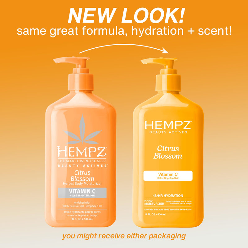 Hempz Body Lotion - Citrus Blossom Limited Edition Daily Moisturizing Cream with Vitamin C, Shea Butter, Aloe, Orange Extract, Hemp Seed Oil Body Moisturizer -17 Fl Oz | Daily Moisturizing Cream with Vitamin C, Brighten Skin, 48-Hour Hydration, Shea Bu...