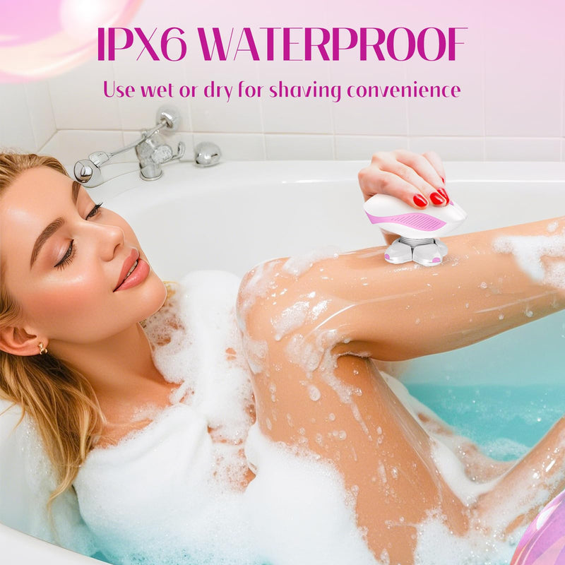 [Australia] - Electric Razors for Women, Painless Full-Body Shaver for Legs, Anti-Slip Lady Trimmer Cordless Hair Remover, Body Wet/Dry Razor Smooth Close Shave（Cherry） 