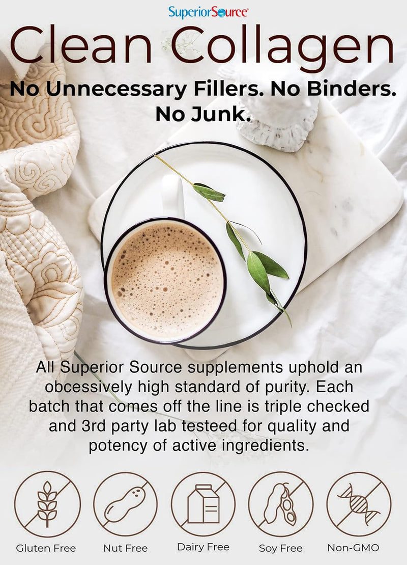 Superior Source Beauty Collagen - Collagen Powder from Grass-Fed Cows - Supports Healthy Hair, Nails & Skin - Features Biotin, Vitamin C & Hyaluronic Acid - 12.7 oz