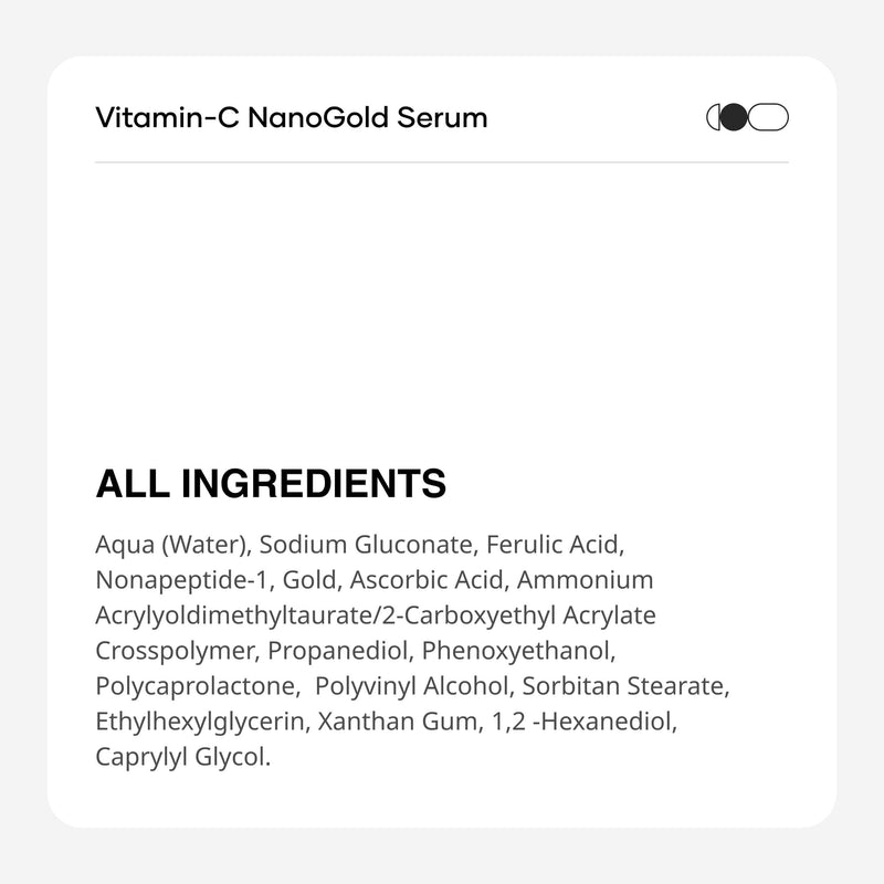 Cureskin Vitamin-C NanoGold Face Serum with L-Ascorbic Acid, Gold & Ferulic Acid | Brightening & Even Tone Support | For Dullness, Uneven Tone & Early Signs of Ageing | 20 ml