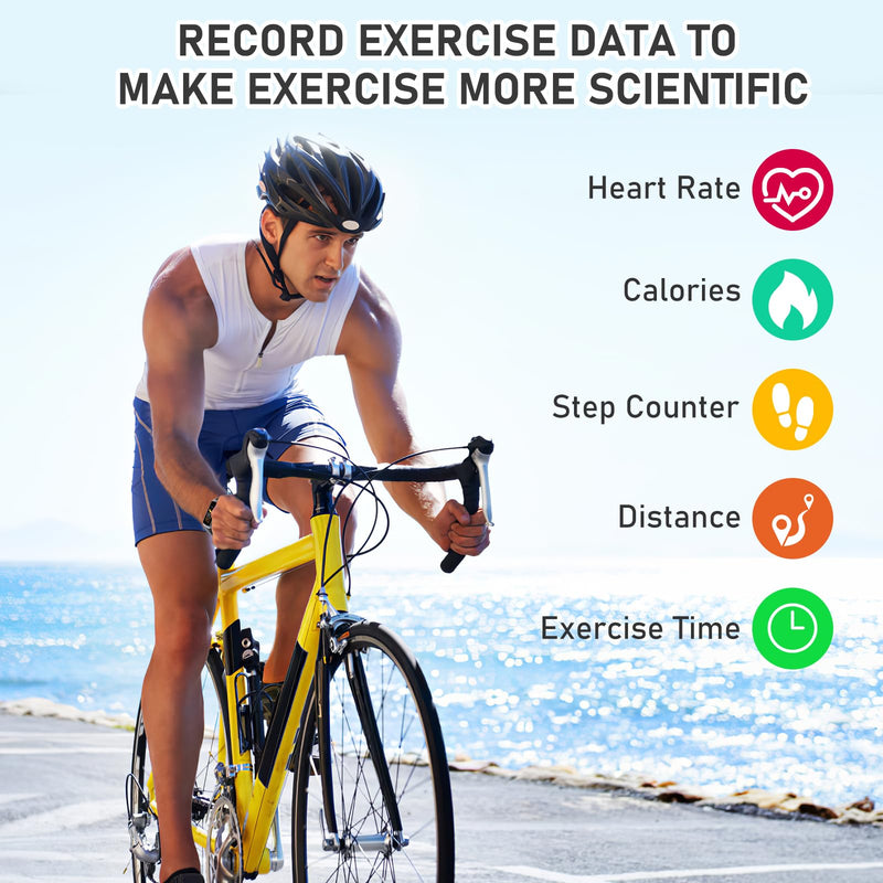 [Australia] - Fitness Tracker with 24/7Heart Rate, Blood Pressure, Sleep Tracking, Calorie, Activity Tracker with 1.1" AMOLED Color Screen, Waterproof Step Tracker for Android iPhones Women Men Black 