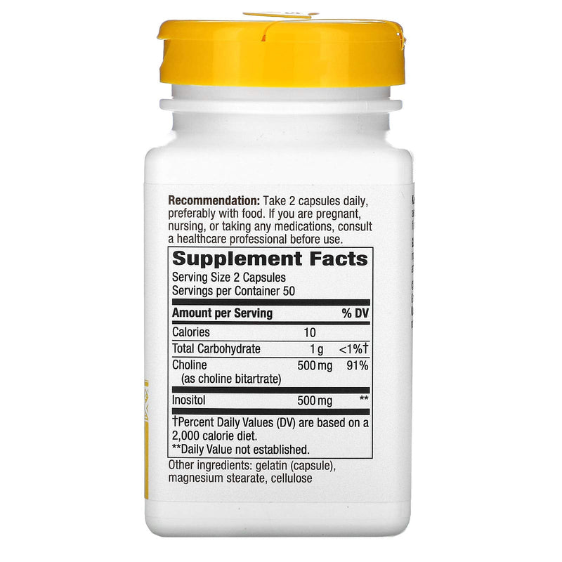 [Australia] - Nature's Way Choline & Inositol, Supports Brain Health & Cellular Energy*, 500 mg Choline & 500 mg Inositol per 2-capsule serving, Gluten Free, 100 Capsules (Packaging May Vary) 