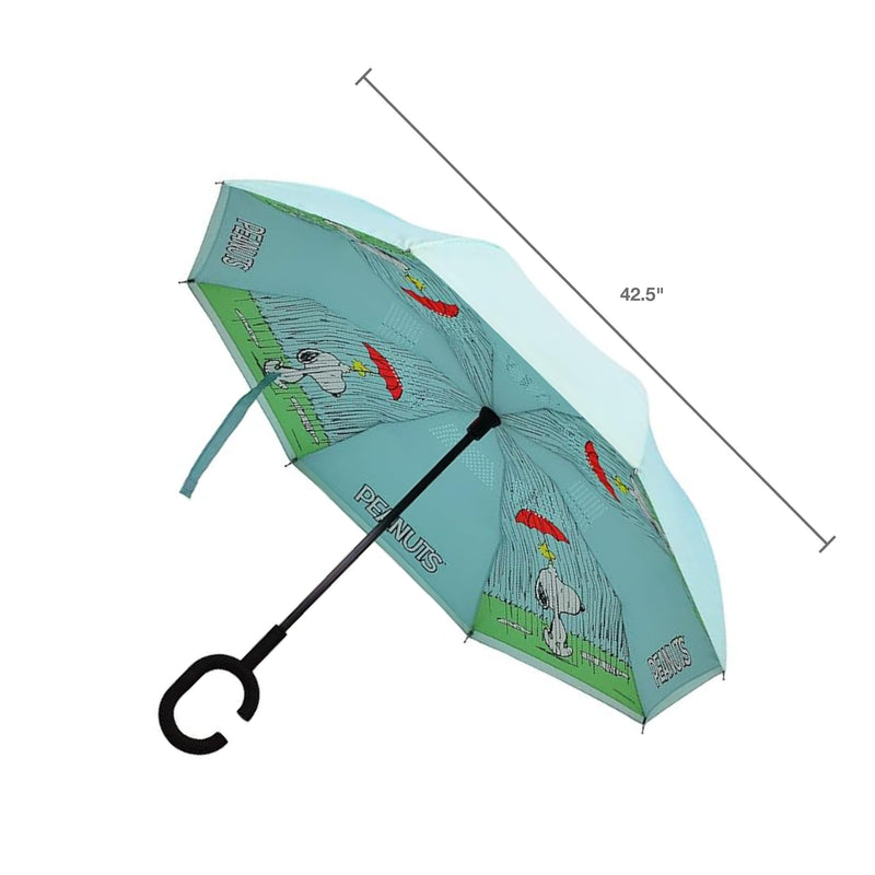 Blue Peanuts Umbrella - Snoopy and Woodstock Design, 44-Inch Diameter, Windproof, Easy Storage