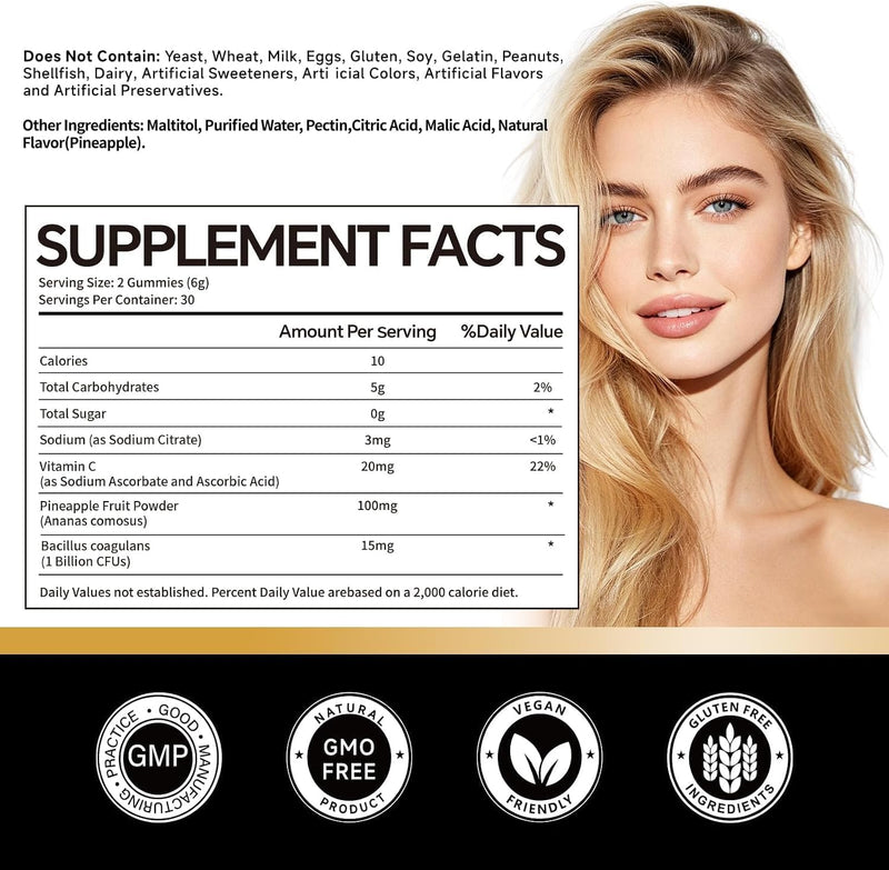 Feminine Balance Gummies for Women, PH Balance,Hawaiian Pineapple | Support Healthy Odor & Immune & Vaginal Health, Vegan , 60 Count
