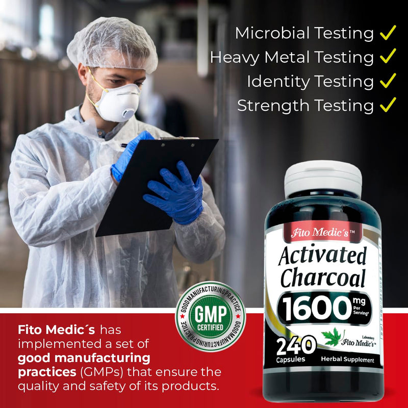 [Australia] - FITO MEDIC'S Lab | activated charcoal pills| 1600 mg per serving | 240 Caps | activated charcoal | charcoal capsules| charcoal pills| Ultra high Absorption, s. 