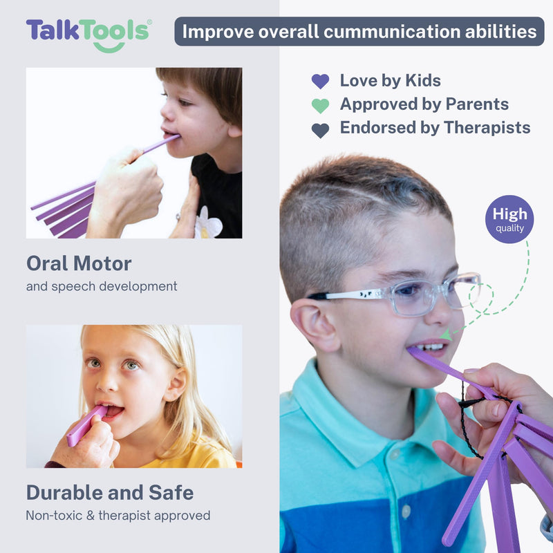 [Australia] - TalkTools Dental Bite Blocks Kit - Jaw Grading for Optimal Oral Motor Skills Development | Suitable for Kids and Adults Seeking Enhanced Jaw Stability and Control - Purple (2 Pack) 