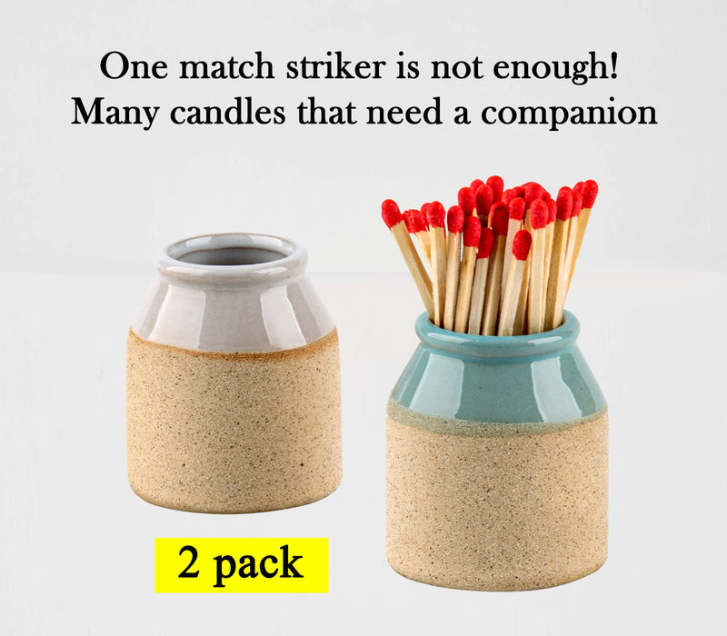 [Australia] - Match Cloche Decorative Matches Jar with Match Striker Set of 2 Mini Pottery Match Holder with Striker 