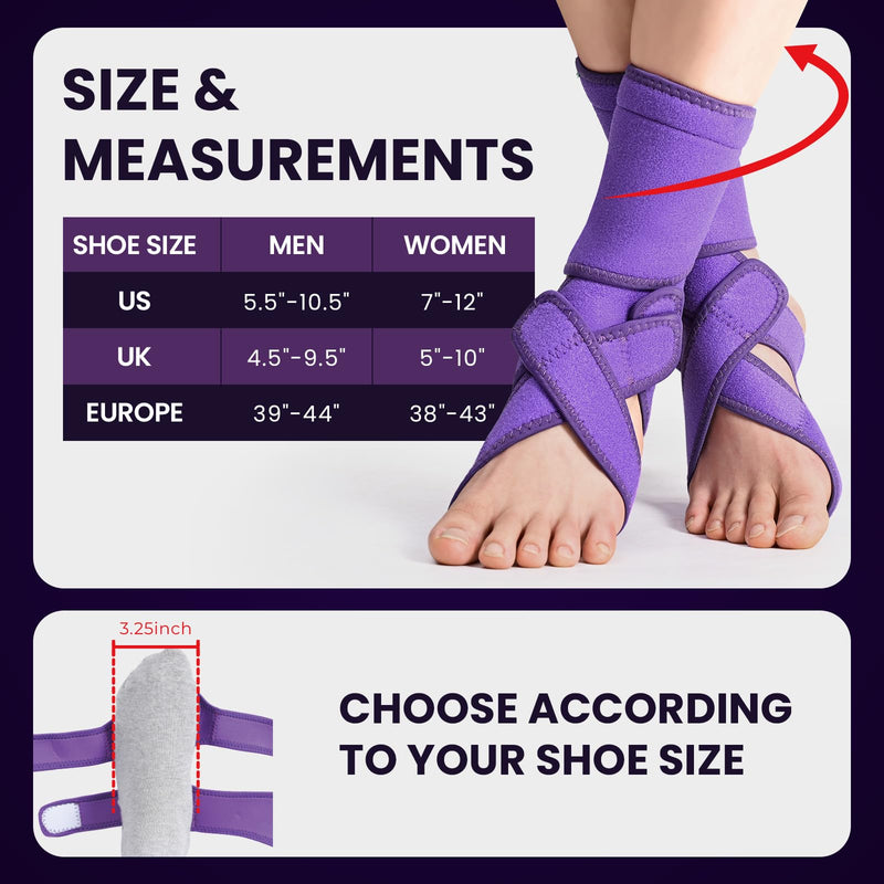 Welnove Drop Foot Brace with Arch Support, AFO Ankle Brace for Walking, Relieves Instability of Lower Limbs by Foot Drop, MS, TBI, Spinal Cord Injury, Cerebral Palsy (Purple, Rigid Support)