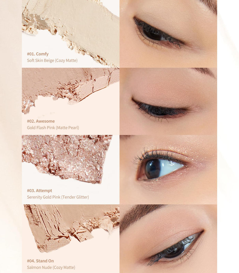 [Australia] - Heart Percent Dote On Mood Eye Palette, Matte & Glitter Nudy Theme Soft & Elegant Look Makeup Eyeshadow (04 Another Nude Facets) 04 Another Nude Facets 