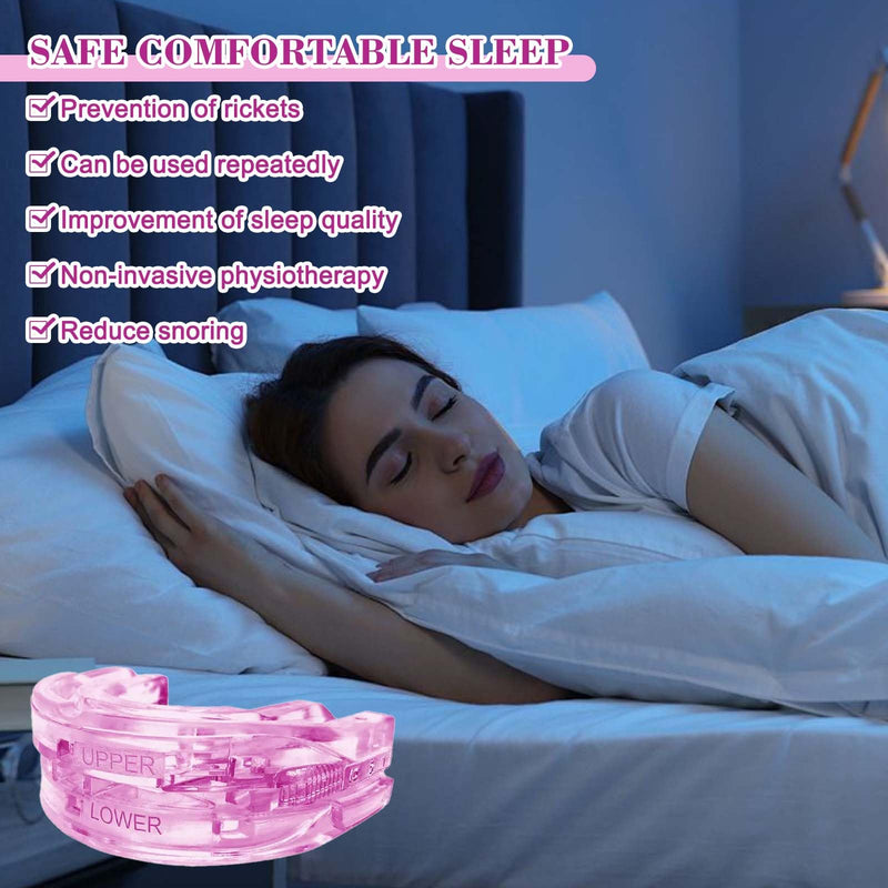 [Australia] - Anti-snoring splint, snoring splint, adjustable grinding splint for night, efficient grinding splint, prevents nighttime snoring and teeth clenching, improves sleep quality (pink) 