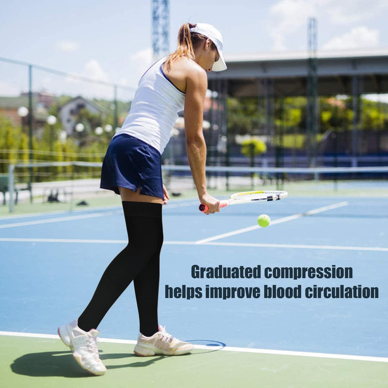 [Australia] - Thigh High 20-32 mmHg Compression Stocking Toeless Compression Socks for women & men circulation with Silicone Dot Band Black X-Large (1 Pair) 