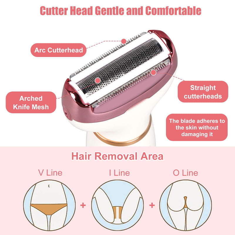 [Australia] - Women Electric Razor, Painless Body Hair Trimmer and Facial Hair Removal Kit,Cordless Body Shaver for Trip, LCD Display USB Charge, IPX7 Waterproof&Easy Cleaning for Face Arm Leg Bikini Underarm 