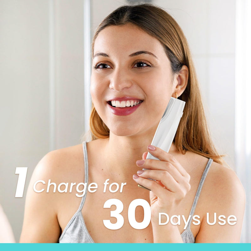 [Australia] - Sonic Dermaplaning Tool for Face - Rechargeable Dermaplane Razor with 6 Refill Dermablades, Facial Hair & Peach Fuzz Remover for Women (White) White 