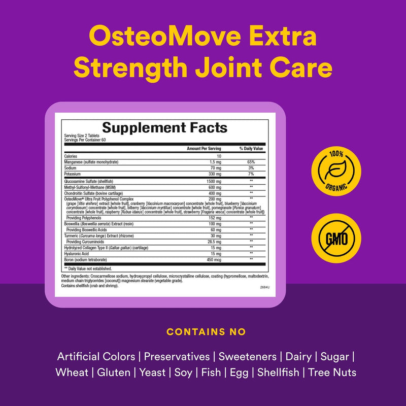 [Australia] - Natural Factors, OsteoMove Joint Care, Extra Strength Support for Joint and Bone Health, Non-GMO, 120 tablets (60 servings) 120 Count (Pack of 1) 
