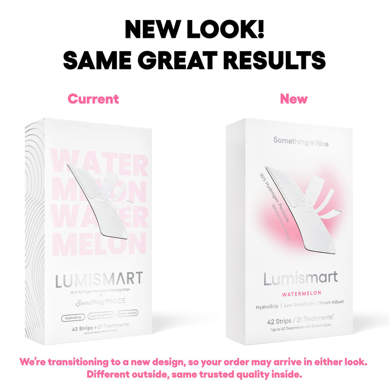 Something Nice Lumismart Whitening Strips - Dentist-Designed, Enamel Safe, up to 42 Treatments with Smart Adjust - Teeth Whitening Strips in Watermelon for Sensitive Teeth