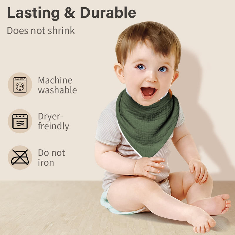 [Australia] - Muslin Baby Bibs,Baby Bandana Drool Bibs 100% Cotton for Baby Boy Girl,Solid Colors Bib for Drooling Teething 6 Pack-forest 