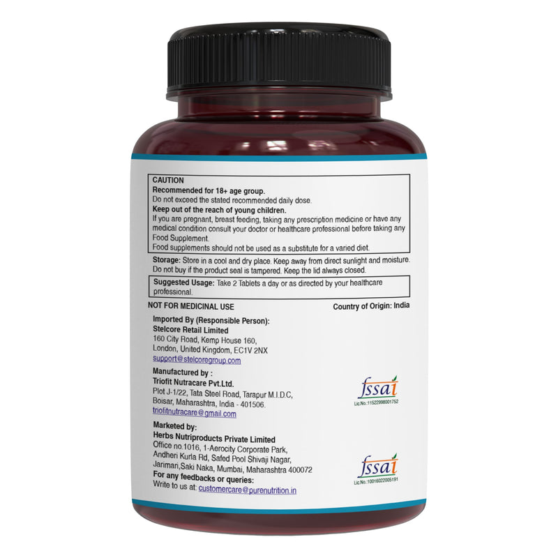Pure Nutrition Cal D - Plant Based Calcium with VIT D3 K2 & Magnesium | 120 Tabs | 1000mg Vegan Calcium per Serving | Supplement for Bone Health