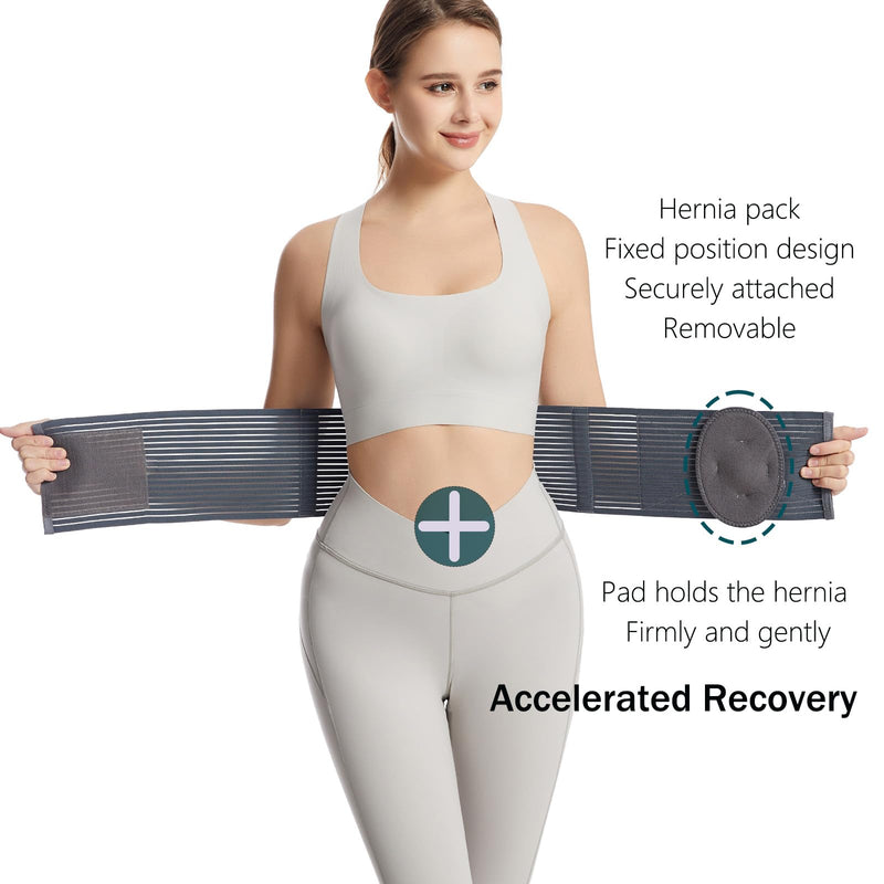 [Australia] - Umbilical Hernia Belt for Men and Women - Hernia Support for Men with 2 Compression Pad (inguinal, femoral, incisional) - Abdominal Binder Post Surgery and Postpartum （L/XL） L/XL 