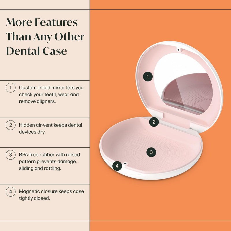 [Australia] - Aligner/Retainer Case with Built-in Mirror & Magnetic Lock - Premium Silicone-Lined Case Holder with Vent Holes for Aligners, Retainers, Mouth Guards (Black & Blue) Black & Blue 