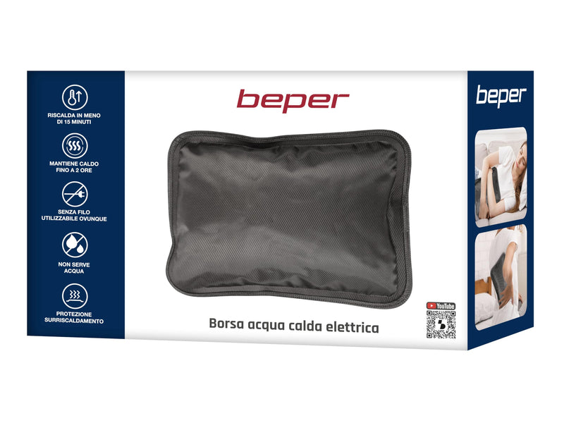 [Australia] - BEPER P203TFO001 Electric Hot Water Bottle, Temperature Max. 58 Degree C, No Filling with Water, with Protection System Black 1 Piece (Pack of 1) 