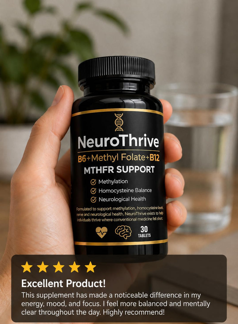 MTHFR Support – Methyl Folate 400mcg, Methyl B12 1000mcg & P5P B6 – Homocysteine & Methylation Support – 30 Tablets