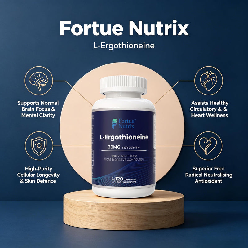 L-Ergothioneine Capsules 20mg per Serving, 99.9% High Purity Ergothioneine Supplement - Antioxidant for Liver Detox & Immune Health, Supports Healthy Aging & Cellular Energy, Vegan, 120 Capsules